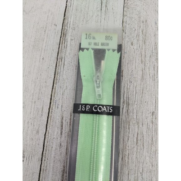 Vintage J&P Coats Flex Knit Zipper 16" Nile Green 57 - Picture 2 of 4